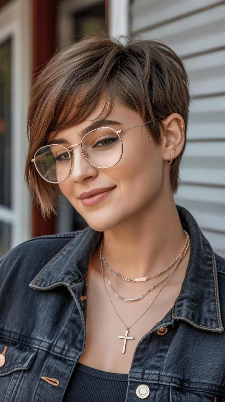 edgy summer short haircuts 2026 Soft edgy pixie with side swept texture