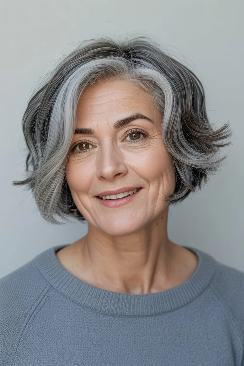 elegant summer haircuts for women over 60 2026 Soft layered bob with natural volume