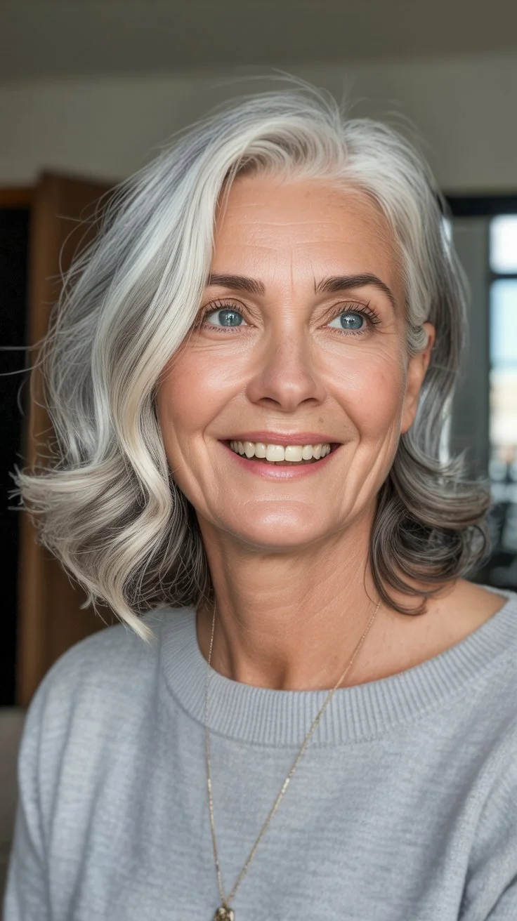 elegant summer haircuts for women over 60 2026 Elegant medium layered blowout with volume