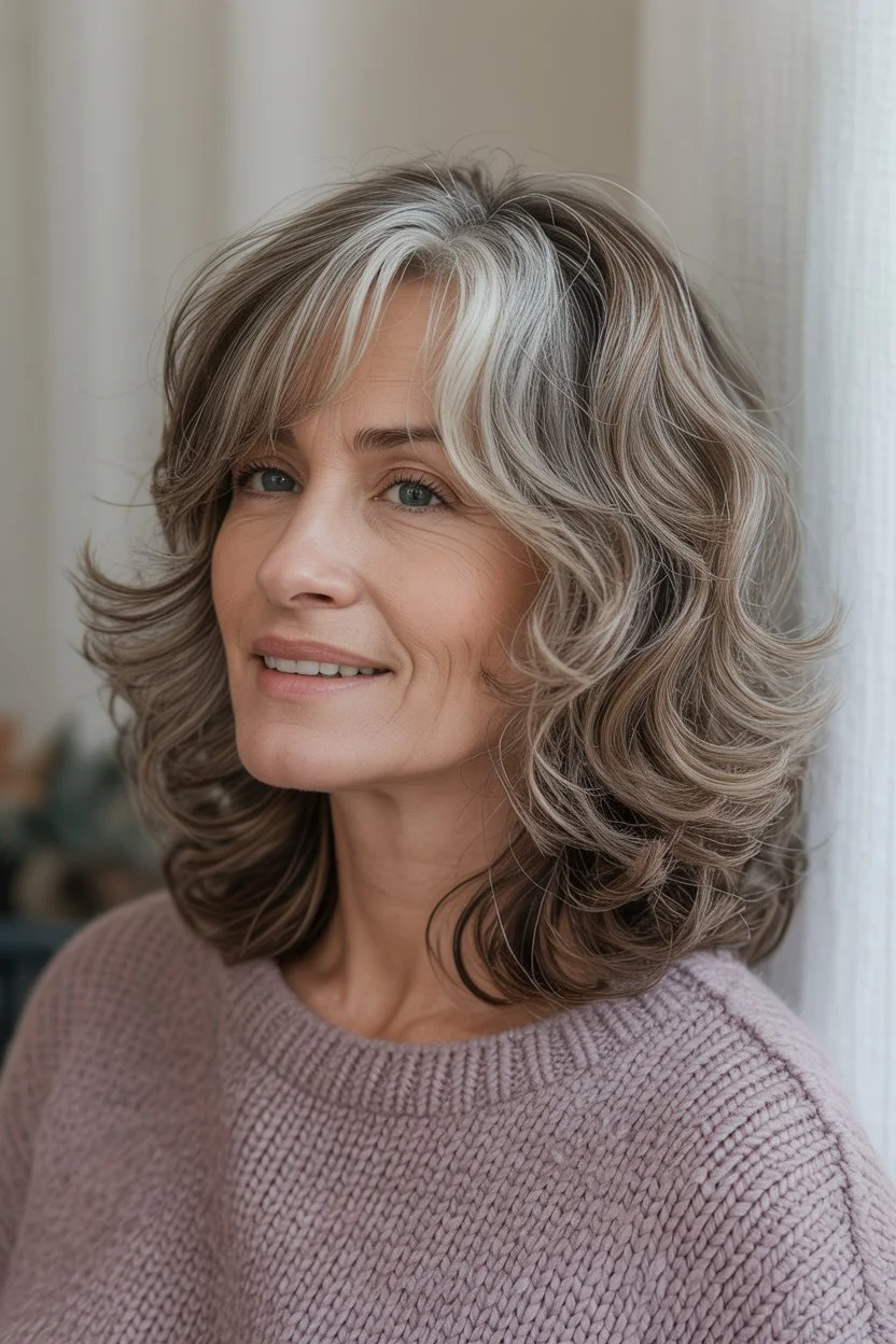 elegant summer haircuts for women over 60 2026 Voluminous layered medium cut with soft highlights