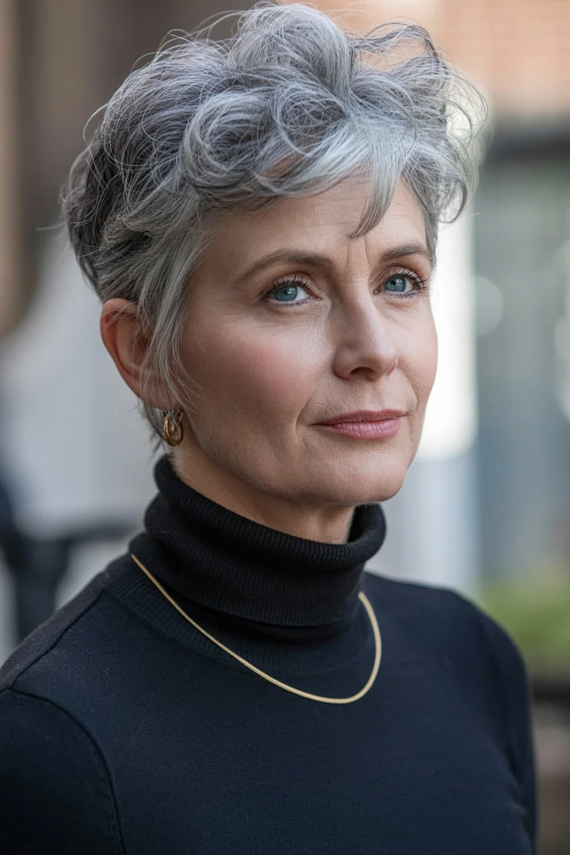 elegant summer haircuts for women over 60 2026 Short curly pixie with natural texture