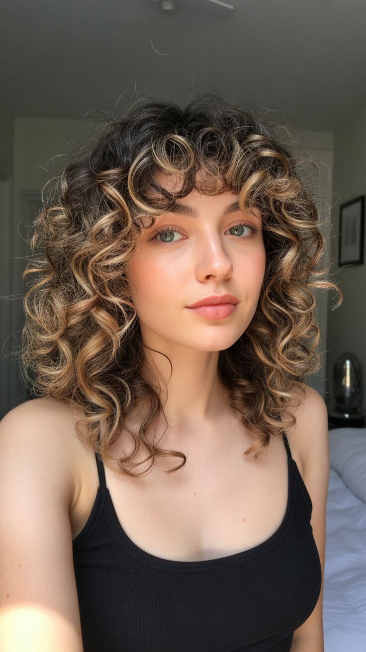 flattering summer haircut for round face 2026 soft curly volume with face framing energy