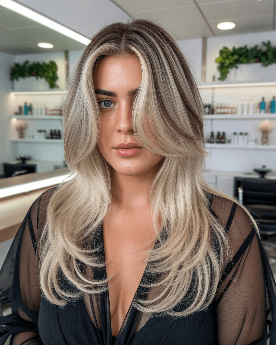 flattering summer haircuts for plus size women 2026 Soft layered blonde with face framing volume