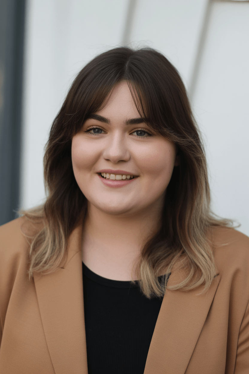 flattering summer haircuts for plus size women 2026 Soft mid length layers with subtle balayage ends