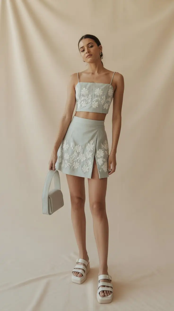 hot summer heat wave outfits 2026 Soft pastel co ord set delicate summer mood