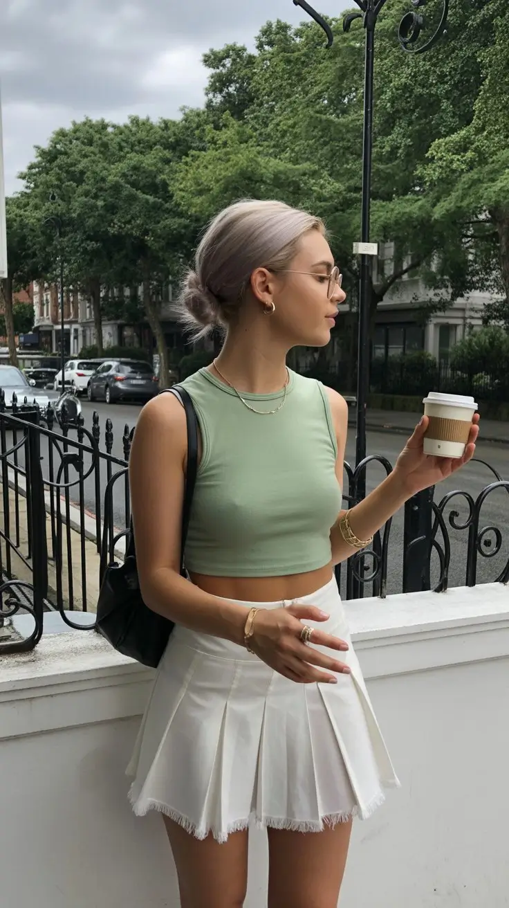 hot summer heat wave outfits 2026 Minimalist skirt and tank morning routine