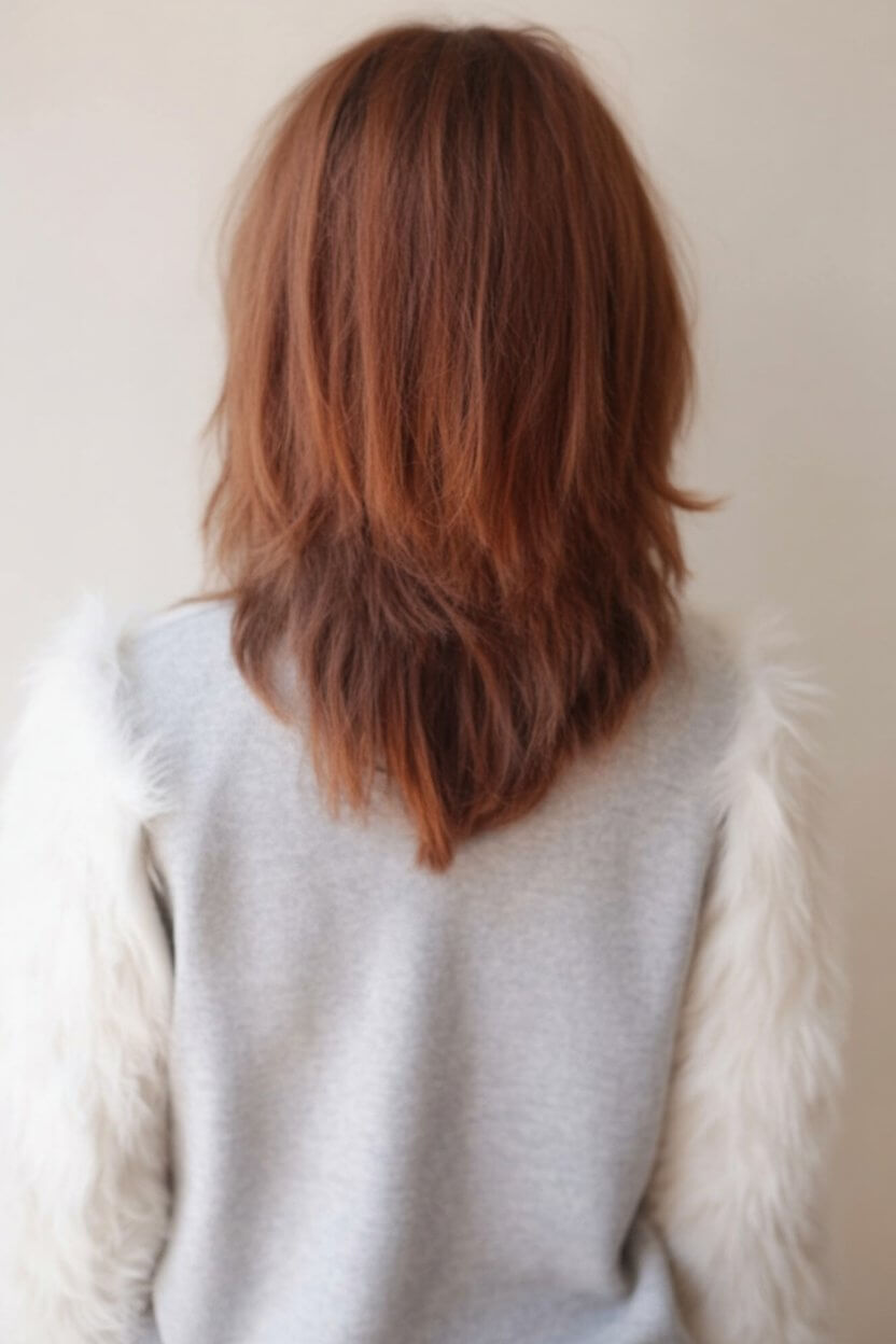 layered summer haircuts for medium hair 2026 Layered back view with natural step structure