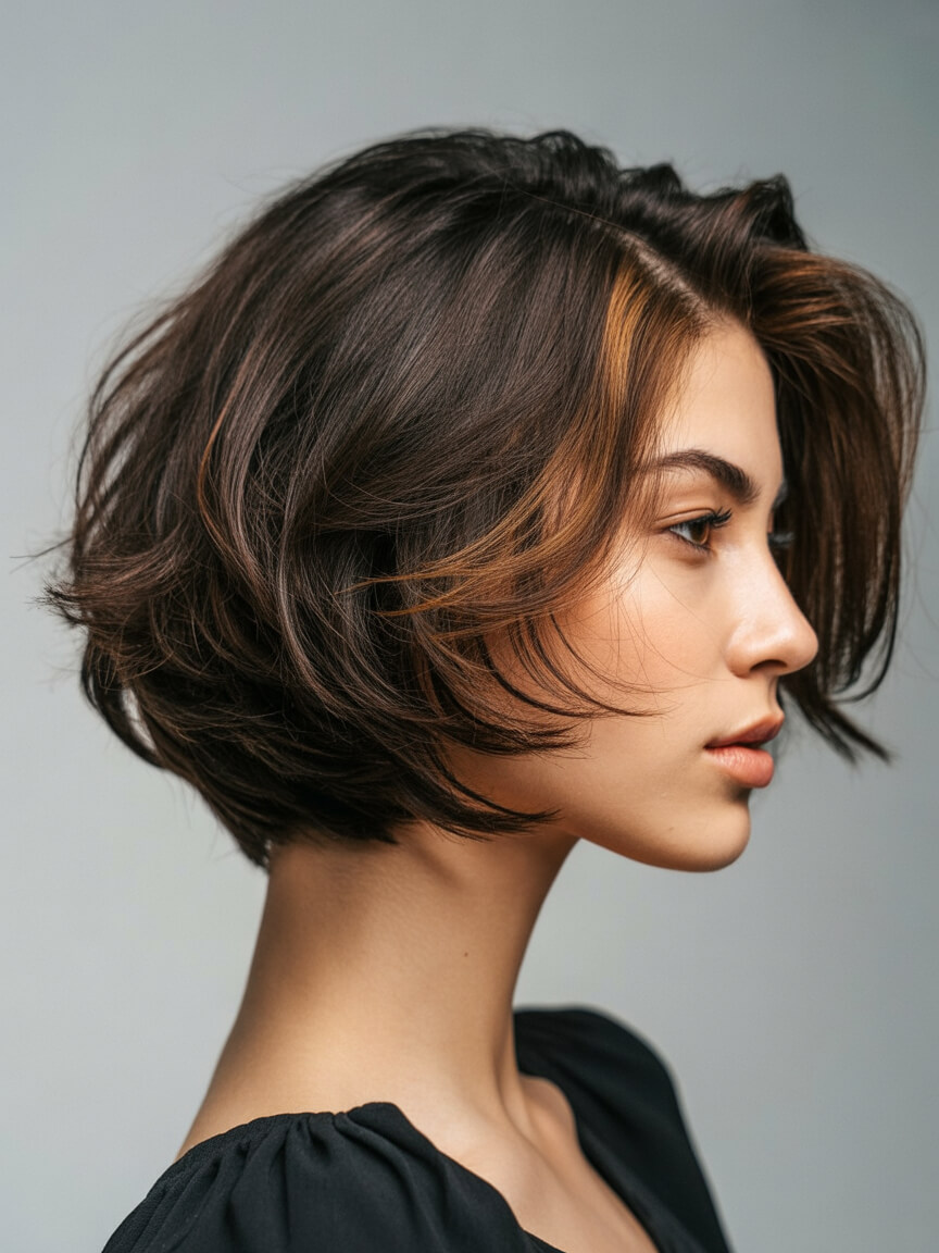 layered summer haircuts for medium hair 2026 Short sculpted layers with airy volume lift
