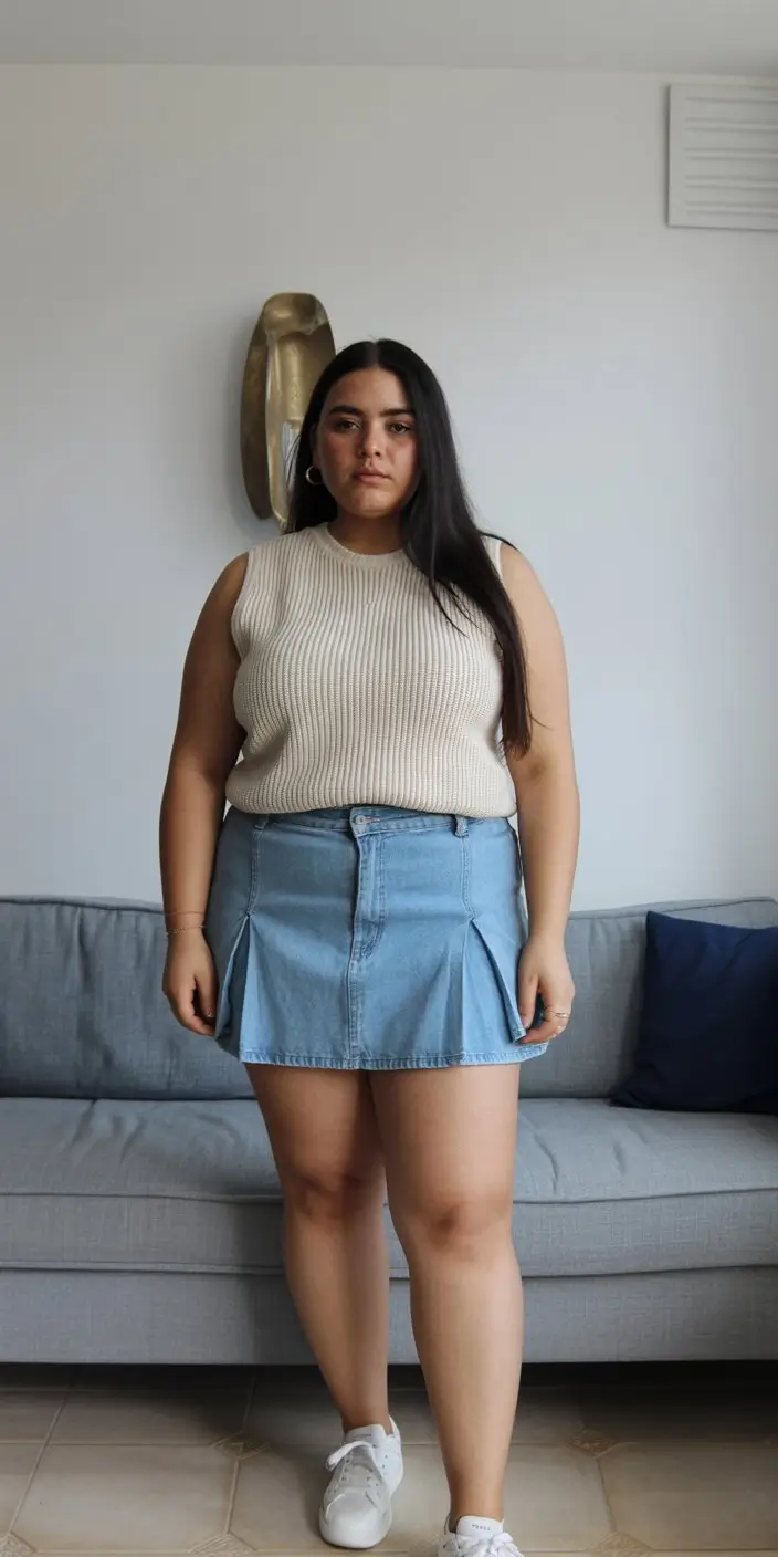 midsize outfits for women summer 2026 Soft knit texture with a structured mini finish