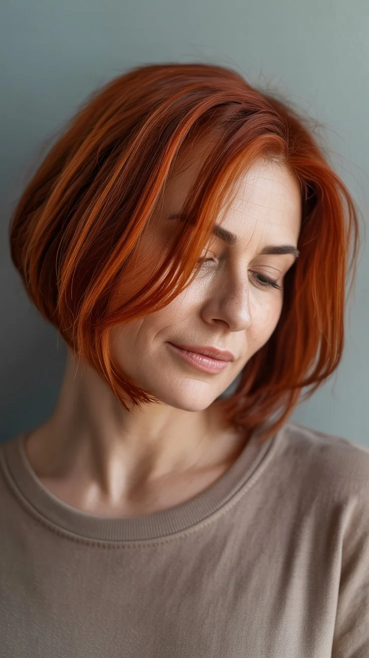 modern summer haircuts for women over 30 2026 short blunt bob copper color