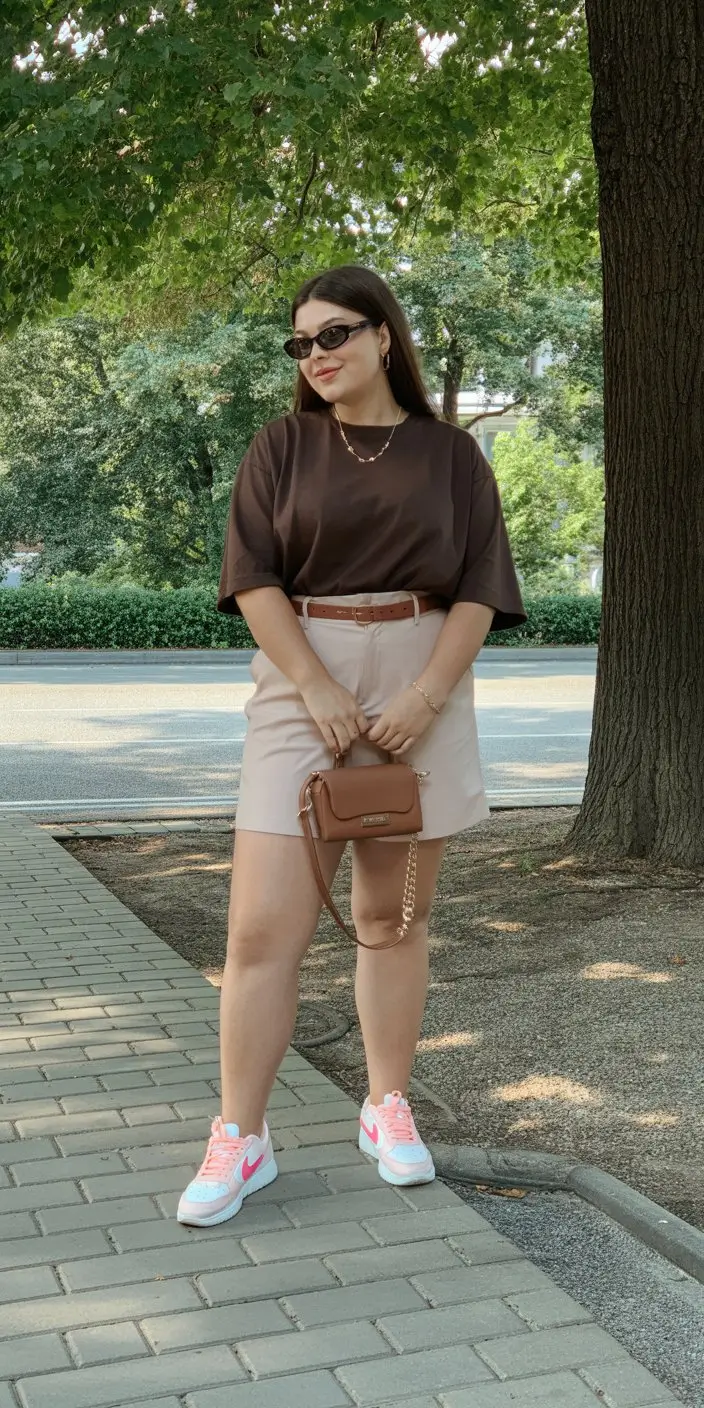 Plus Size Summer Outfits For Women 2026 Classic tee and tailored shorts easy polished casual look