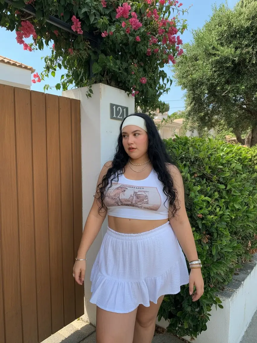 Plus Size Summer Outfits For Women 2026 White crop top and flowy skirt girly summer freedom