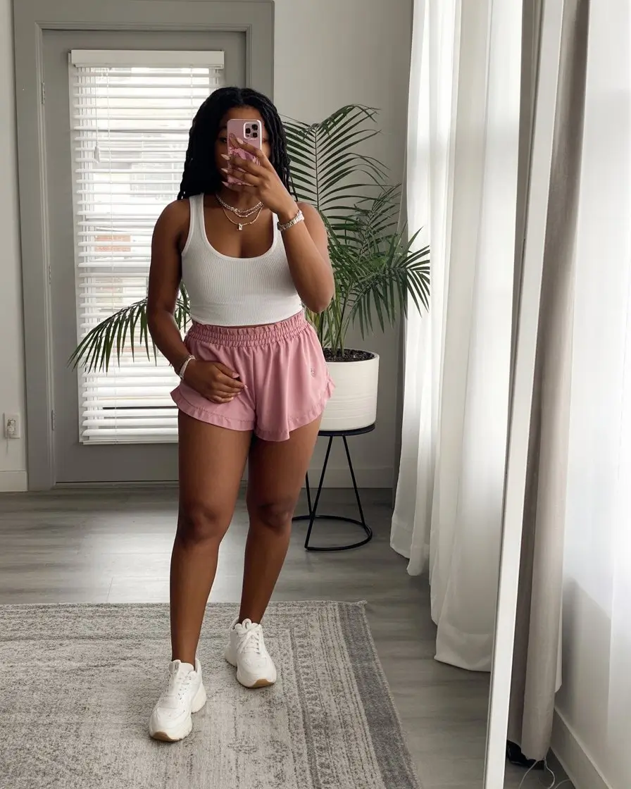 stylish mom outfits summer 2026 Soft Pink Comfort That Still Feels Put Together