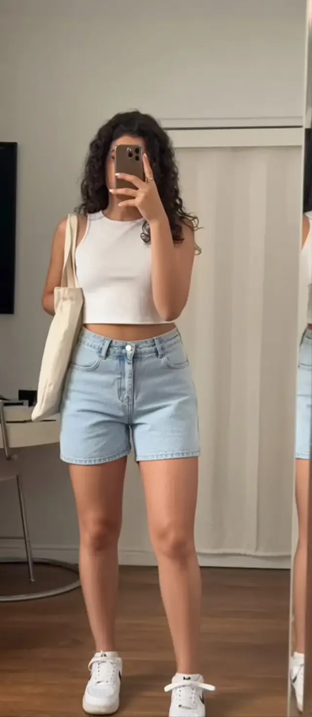 stylish mom outfits summer 2026 Clean Girl Summer with Simple Denim Shorts