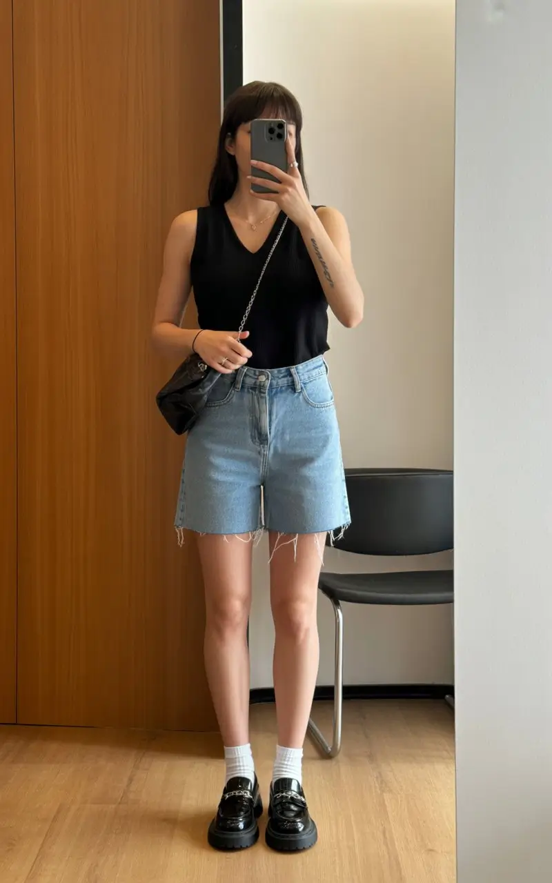 stylish mom outfits summer 2026 Edgy Minimal Look with a Modern Twist