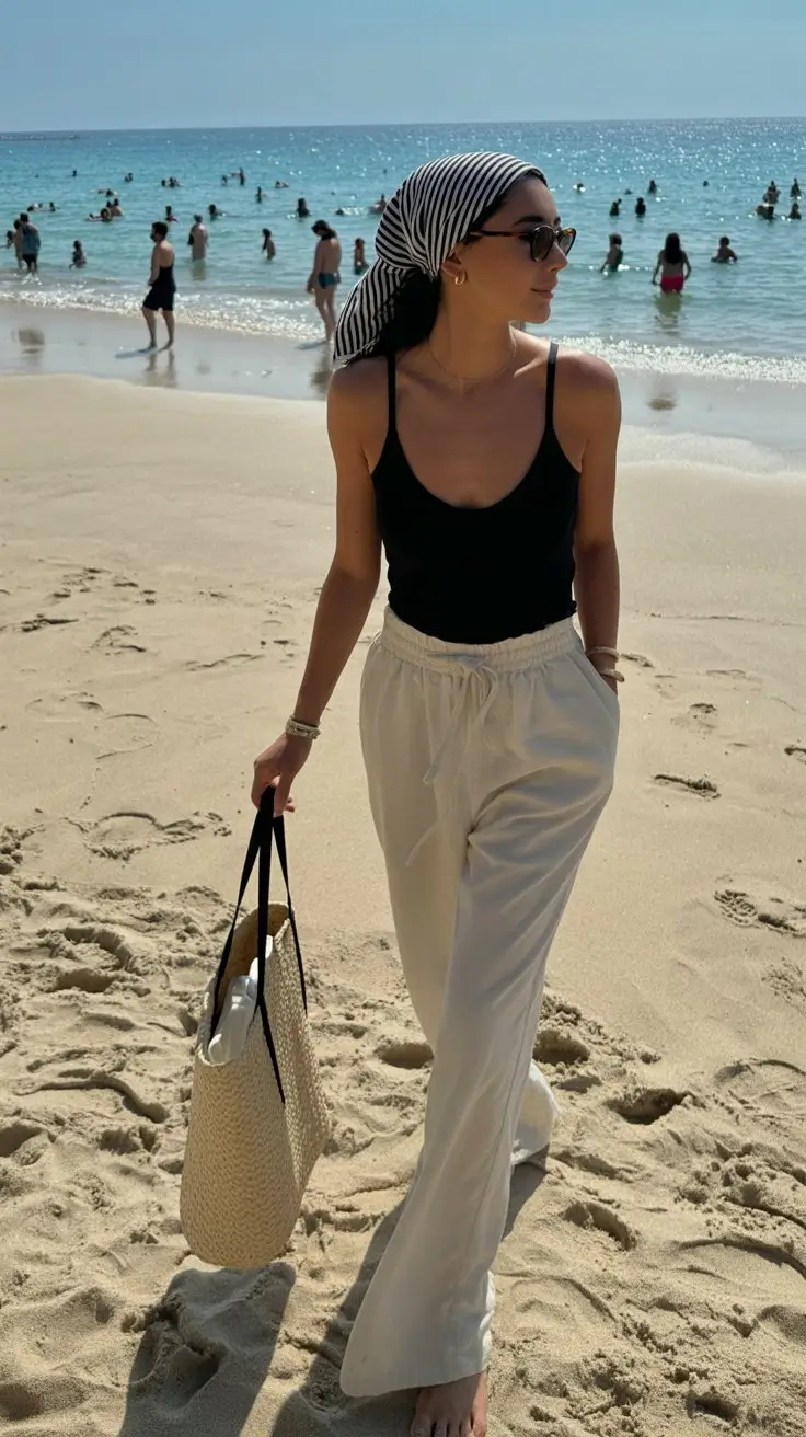 Summer Beach Outfit For Women 2026 Relaxed Tank and Linen Pants for Effortless Beach Walks