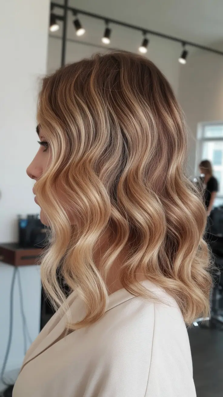 summer blonde hair color for women 2026 golden beige balayage waves