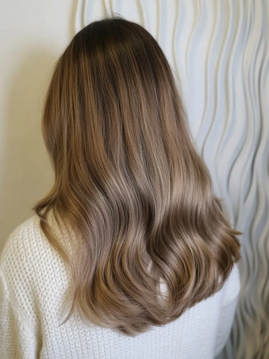 summer brunette hair color for women 2026 Neutral mocha brunette with silky smooth finish