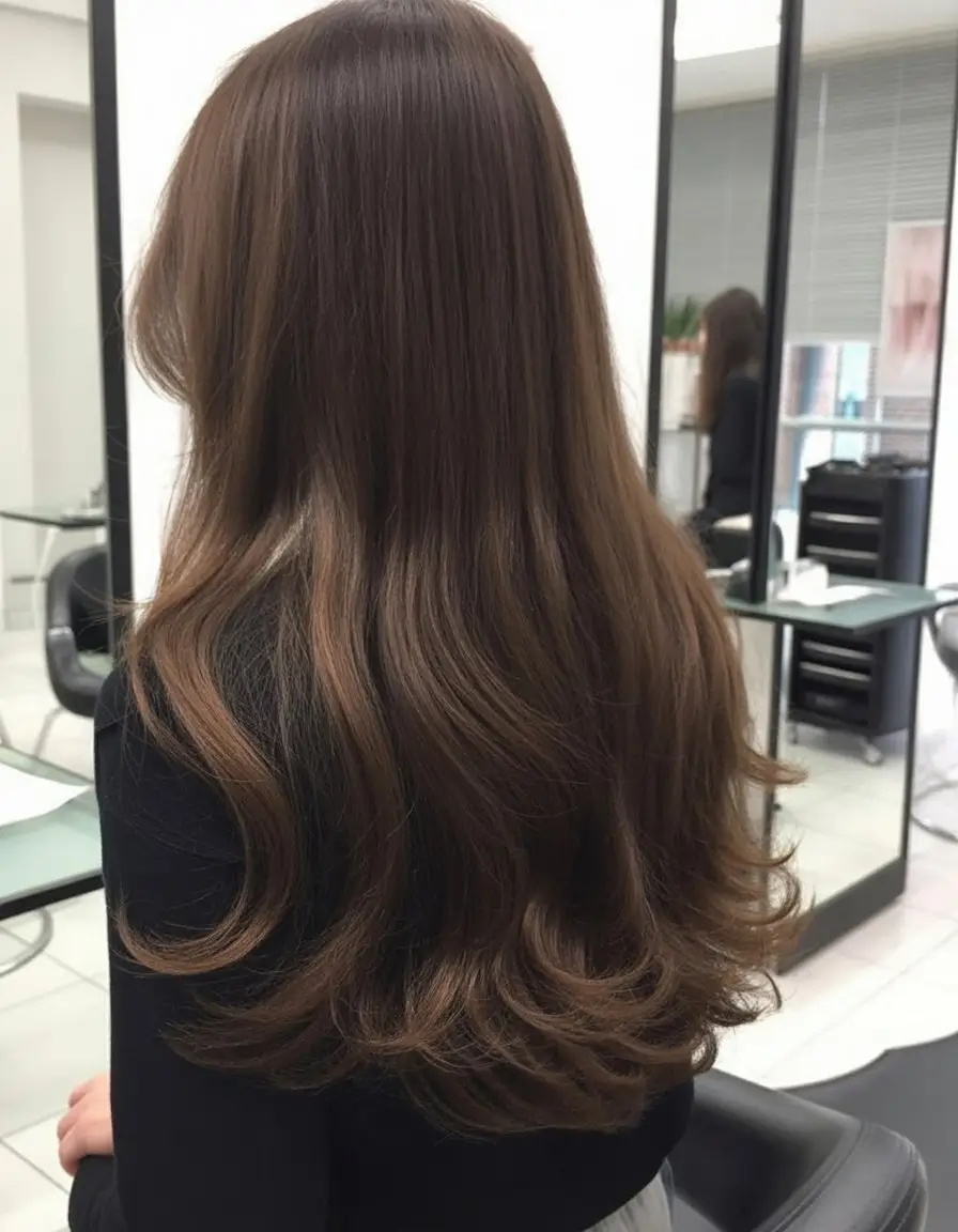 summer brunette hair color for women 2026 Classic brunette gloss with soft natural movement