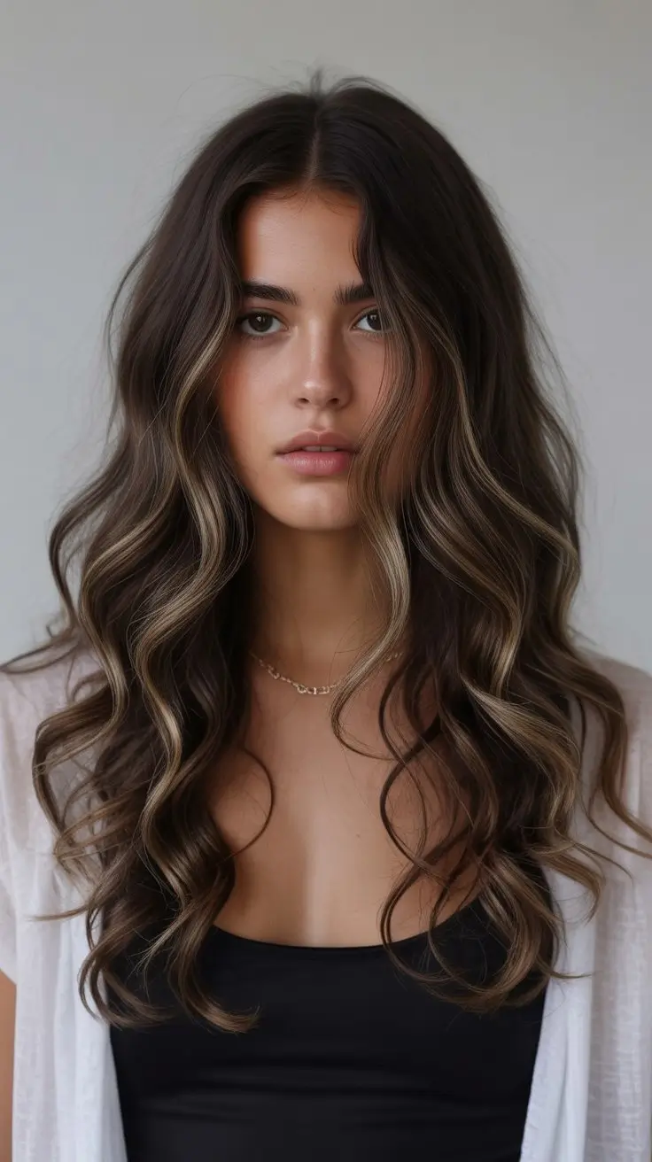 summer brunette hair color for women 2026 Face framing cool brunette with soft contrast