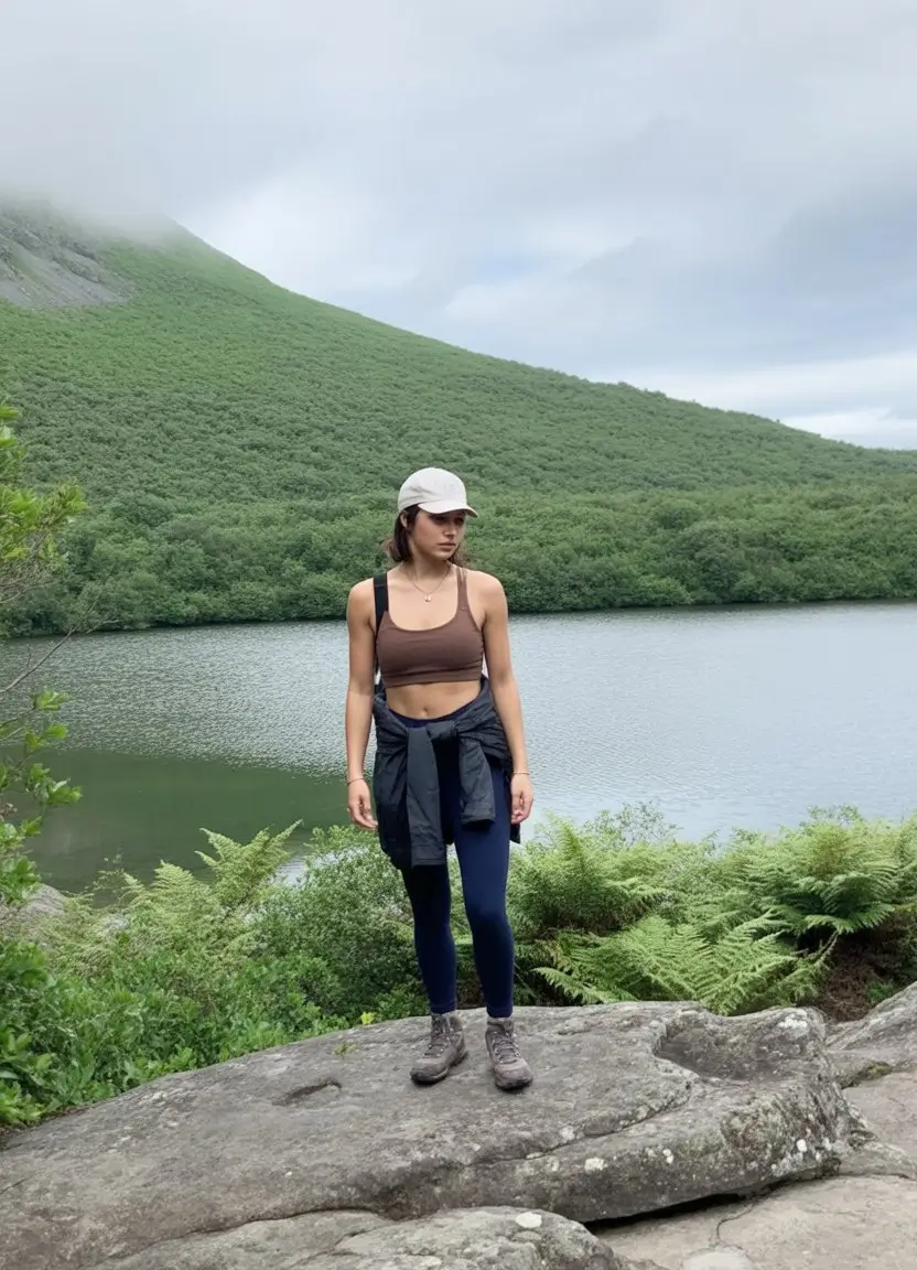 summer camping outfits for women 2026 Moody lake hike outfit with layered comfort and quiet confidence