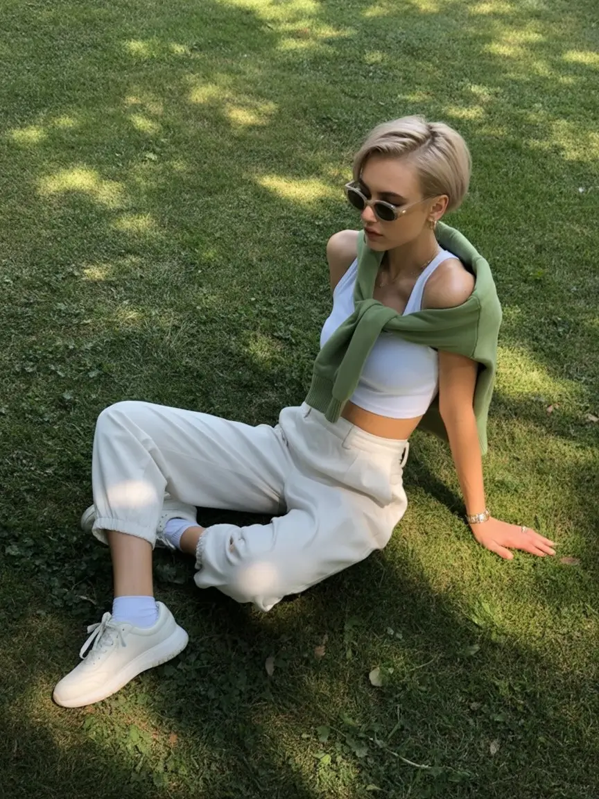 summer camping outfits for women 2026 Soft preppy lounge set with clean summer simplicity