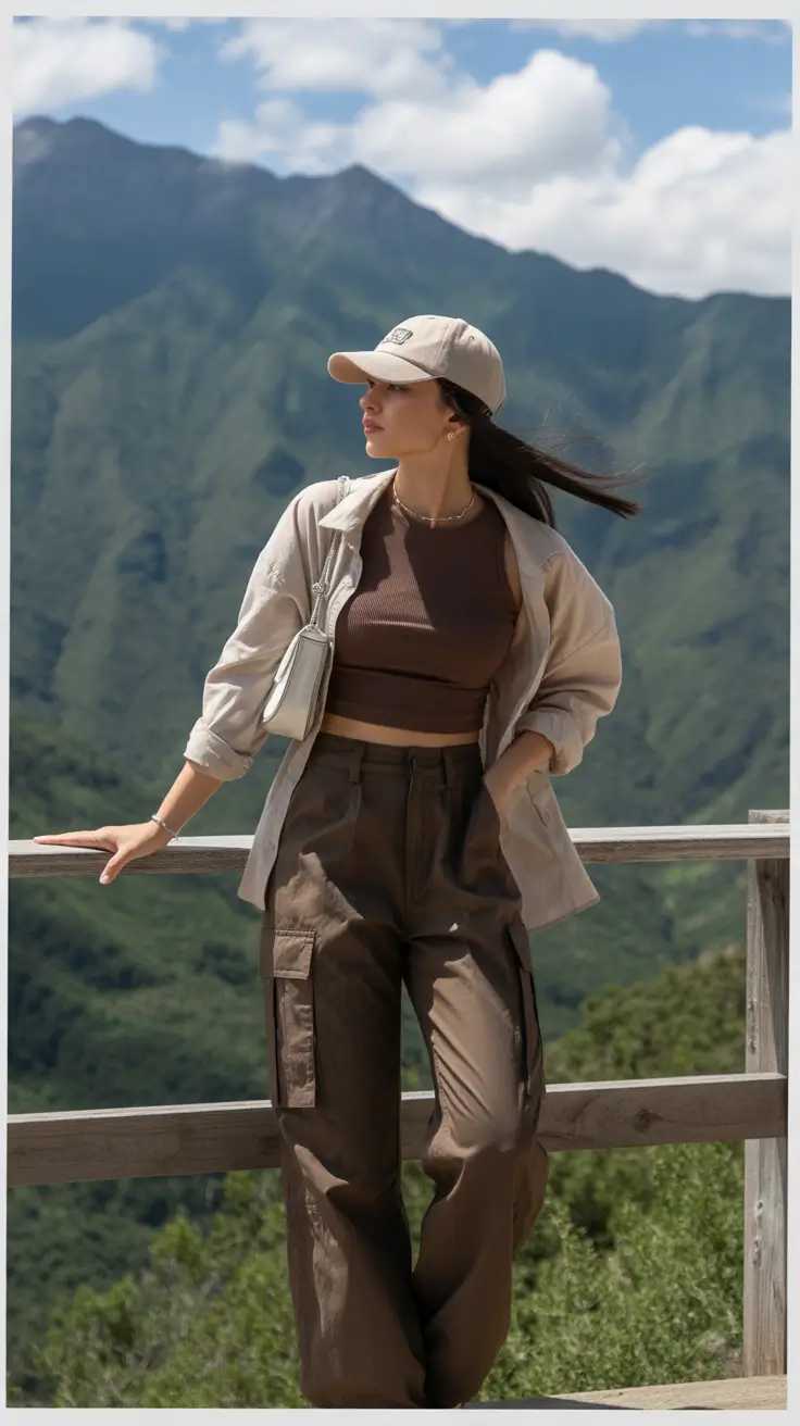 summer camping outfits for women 2026 Neutral utility look with soft structure and elevated ease