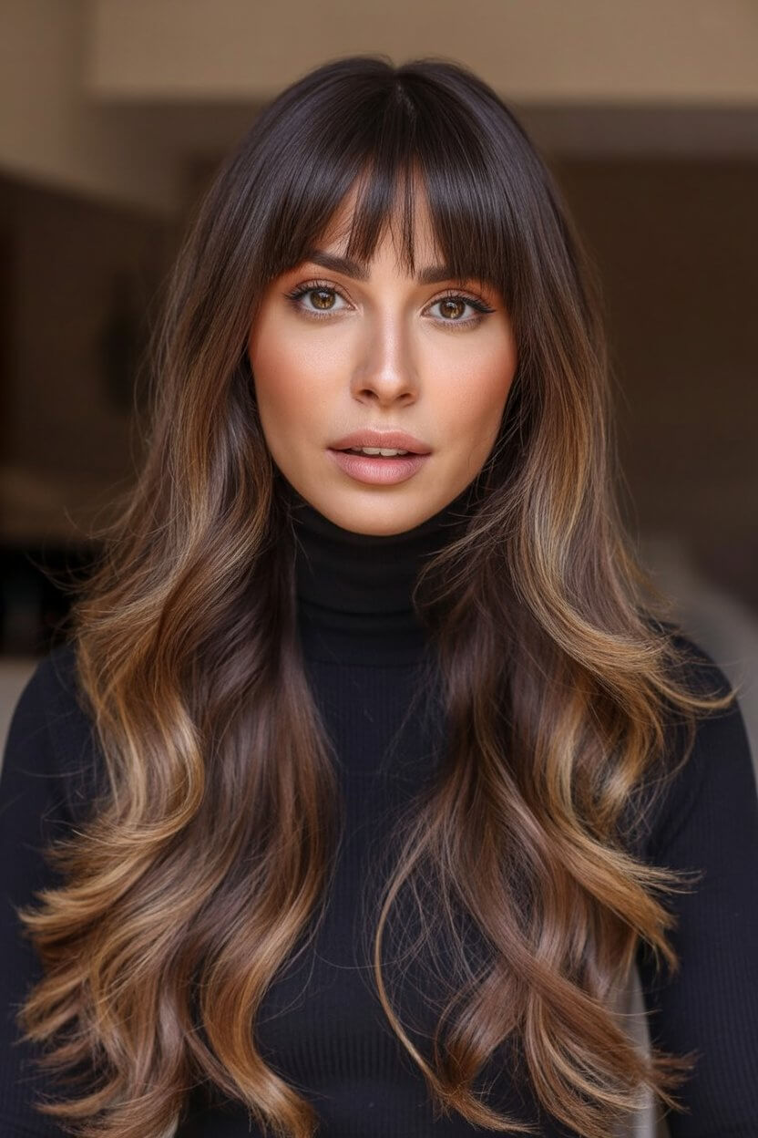 summer espresso brunette hair color for women 2026 soft layered espresso with caramel melt