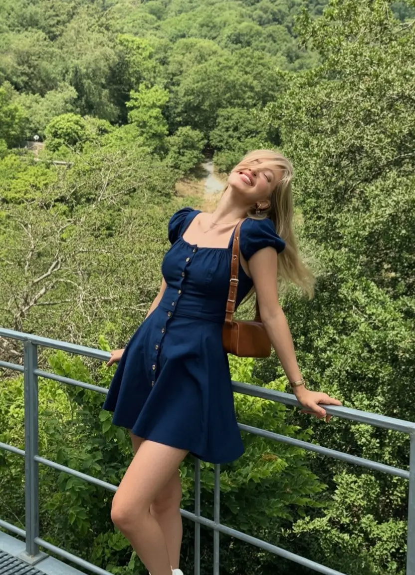 summer fashion outfits for women 2026 Playful navy mini dress with soft romantic energy