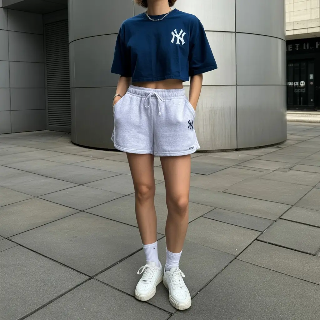 summer gym for women 2026 Sporty cropped tee and soft shorts casual look