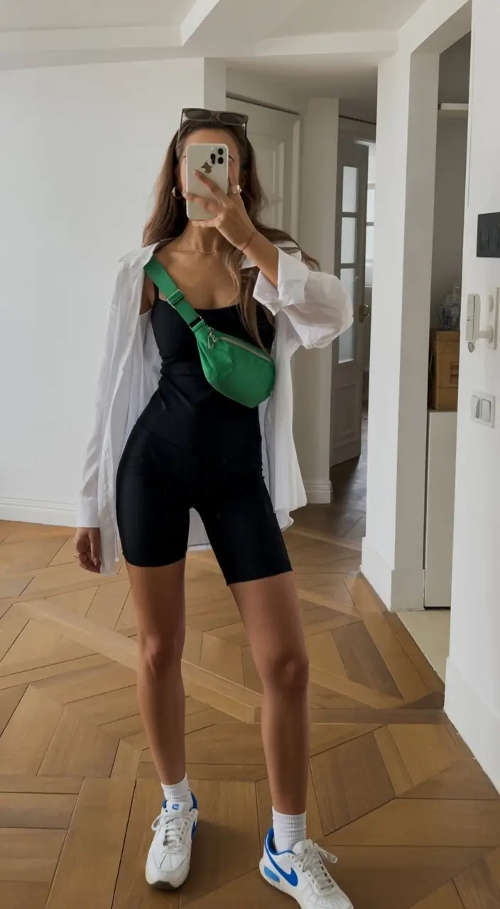 summer gym for women 2026 Layered one piece with bold street accents