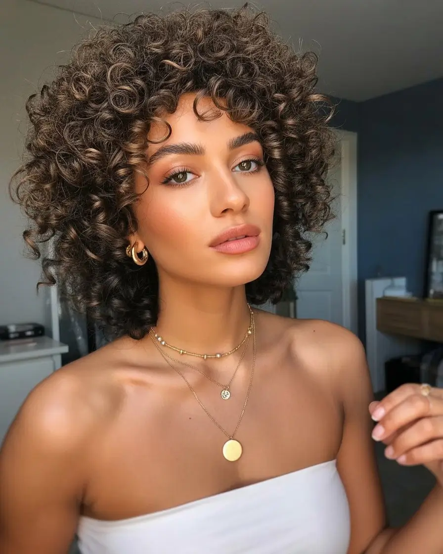 summer hair color for brown skin women 2026 Defined curls with rich natural depth