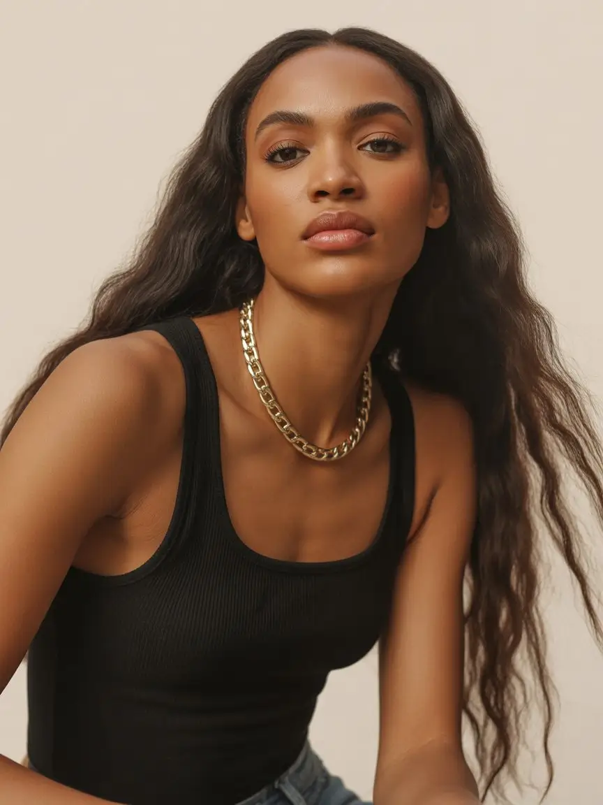 summer hair color for dark skin women 2026 Soft chocolate brown waves that feel like sunlight on skin