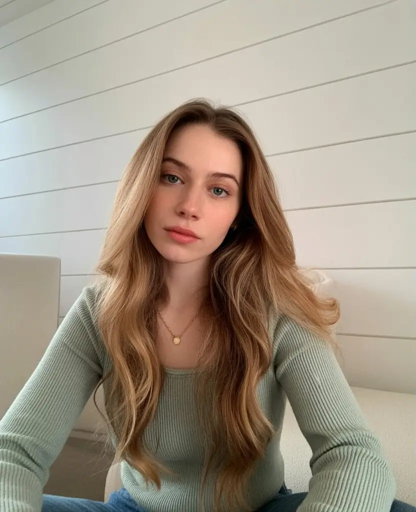 summer hair color for light skin women 2026 Soft Honey Beige Waves with Natural Glow