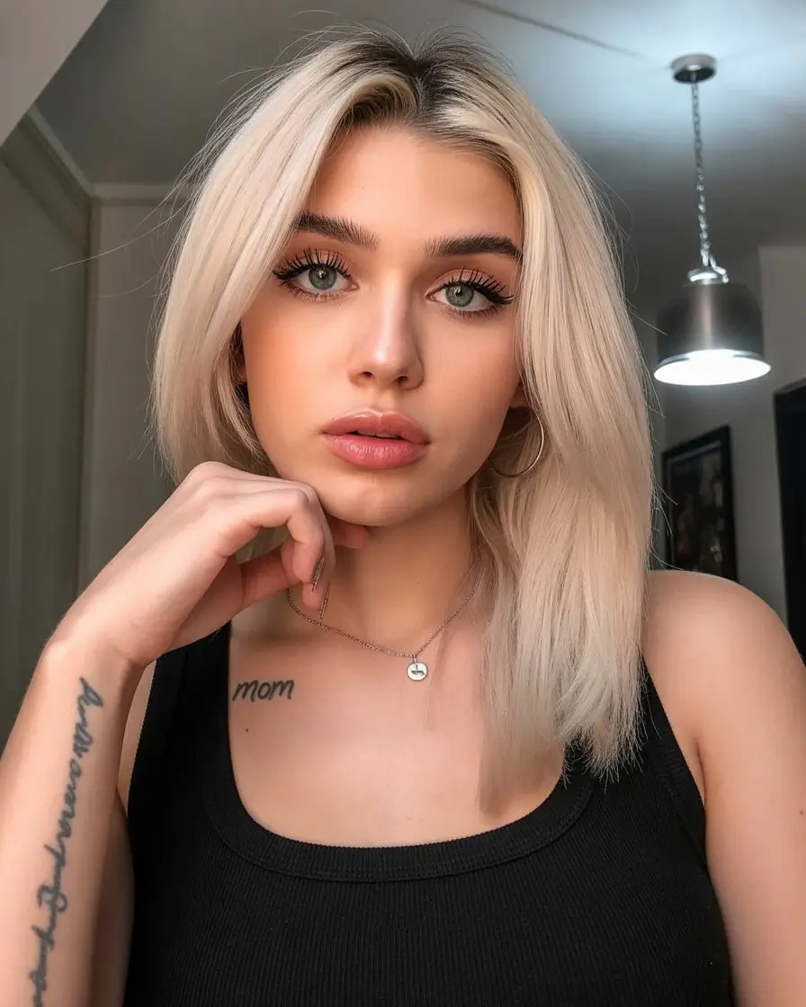 summer hair color for light skin women 2026 Cool Champagne Blonde Bob with Soft Precision