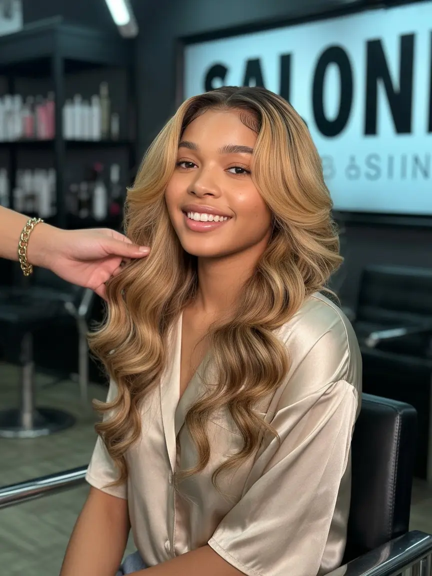 summer hair color for tan skin women 2026 soft honey beige waves