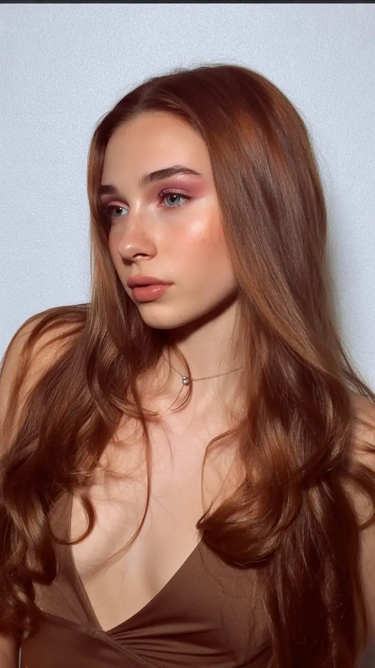 summer hair color for tan skin women 2026 auburn long hair