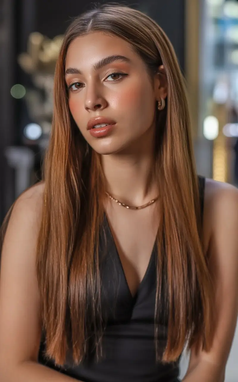 summer hair color for tan skin women 2026 sleek copper brown hair