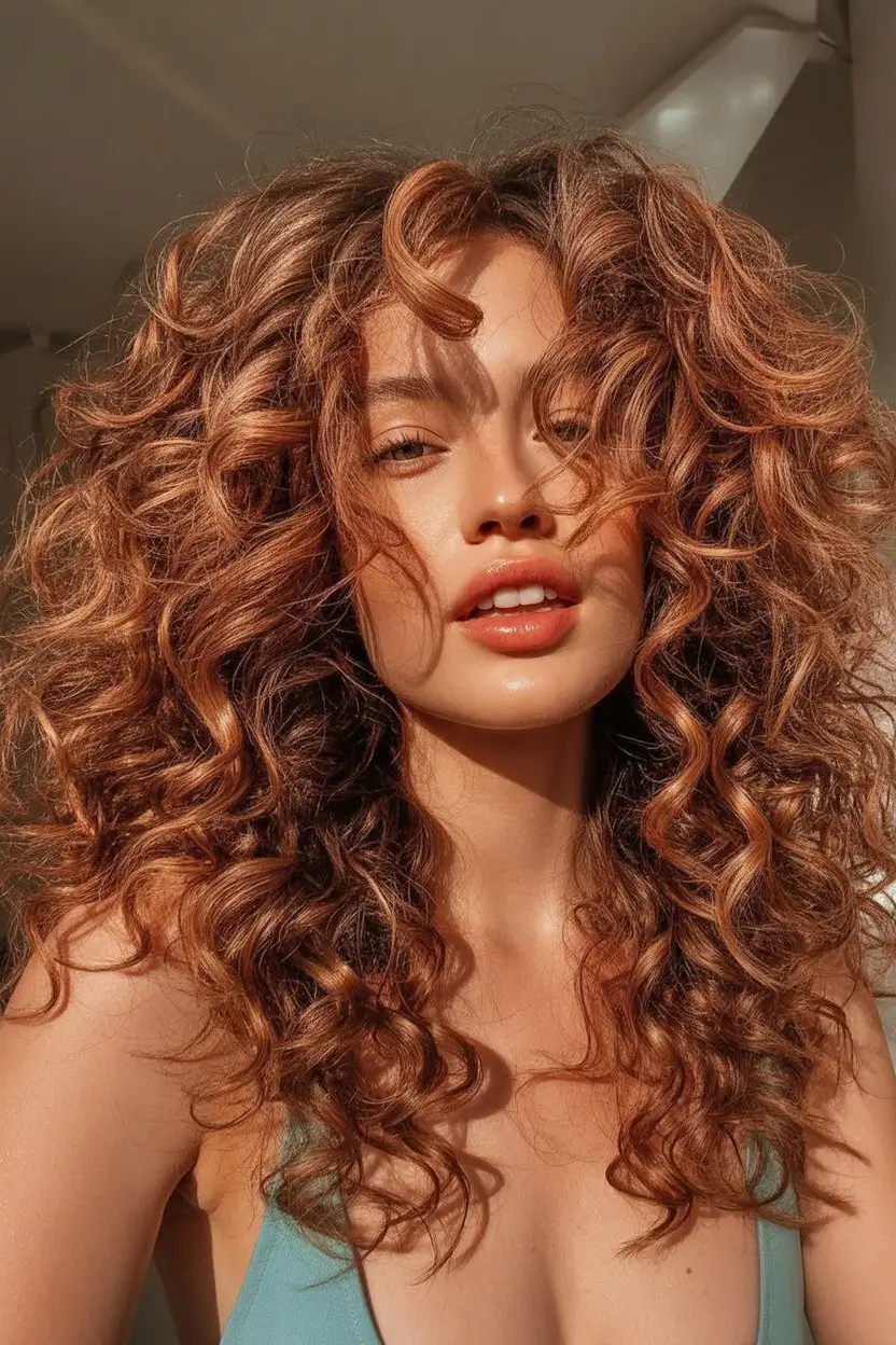 summer hair color for tan skin women 2026 copper curly hair