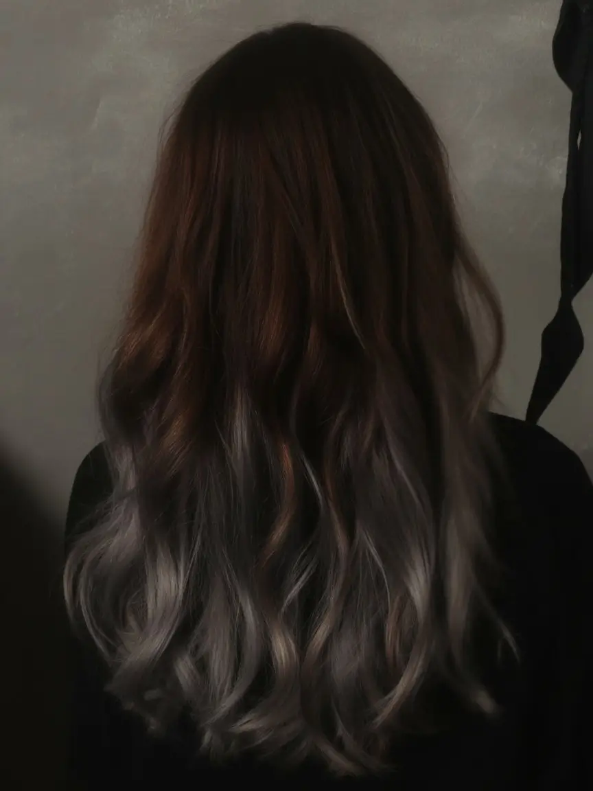 summer hair color ideas for brunette women 2026 Smoky Ash Melt with Soft Brunette Base