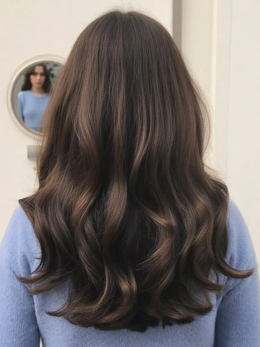 summer hair color ideas for brunette women 2026 Soft Brunette Layers with Natural Warm Dimension