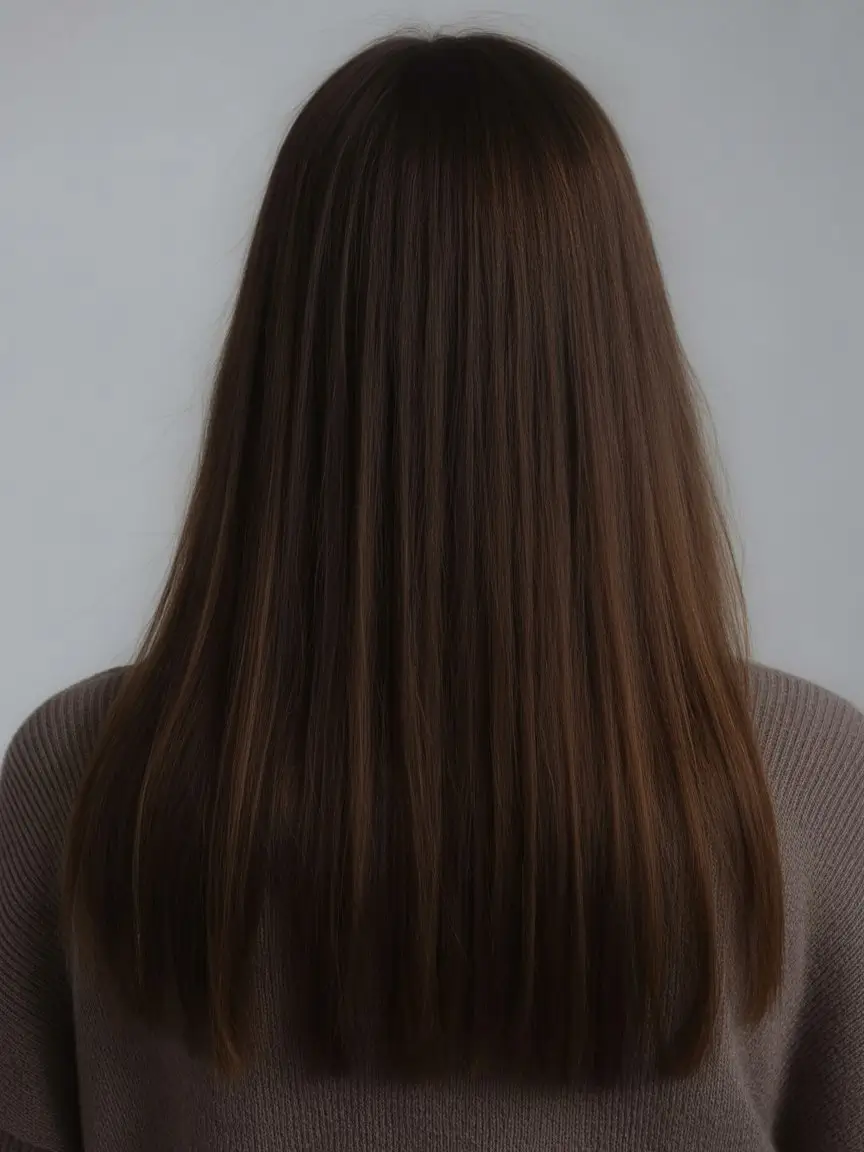 summer hair color ideas for brunette women 2026 Classic Deep Brunette with Glass Hair Finish