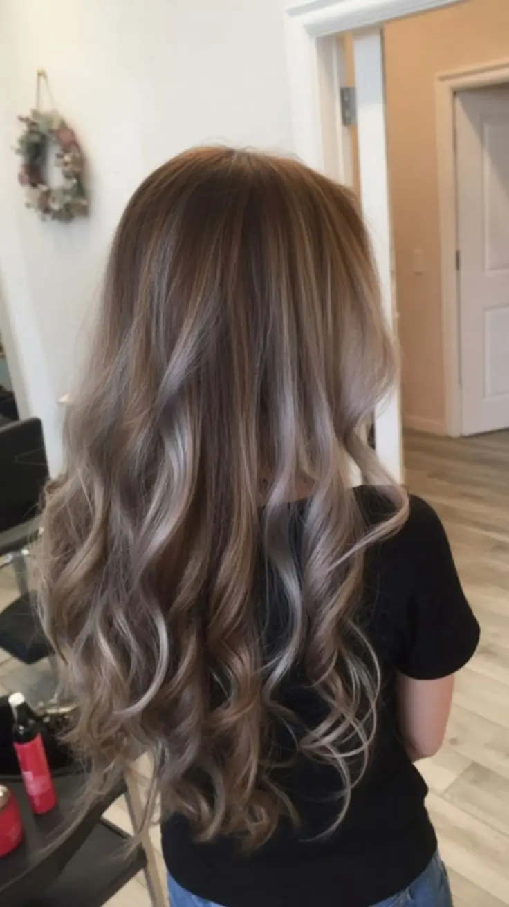 summer hair color ideas for women 2026 Cool ash brunette with soft dimensional waves