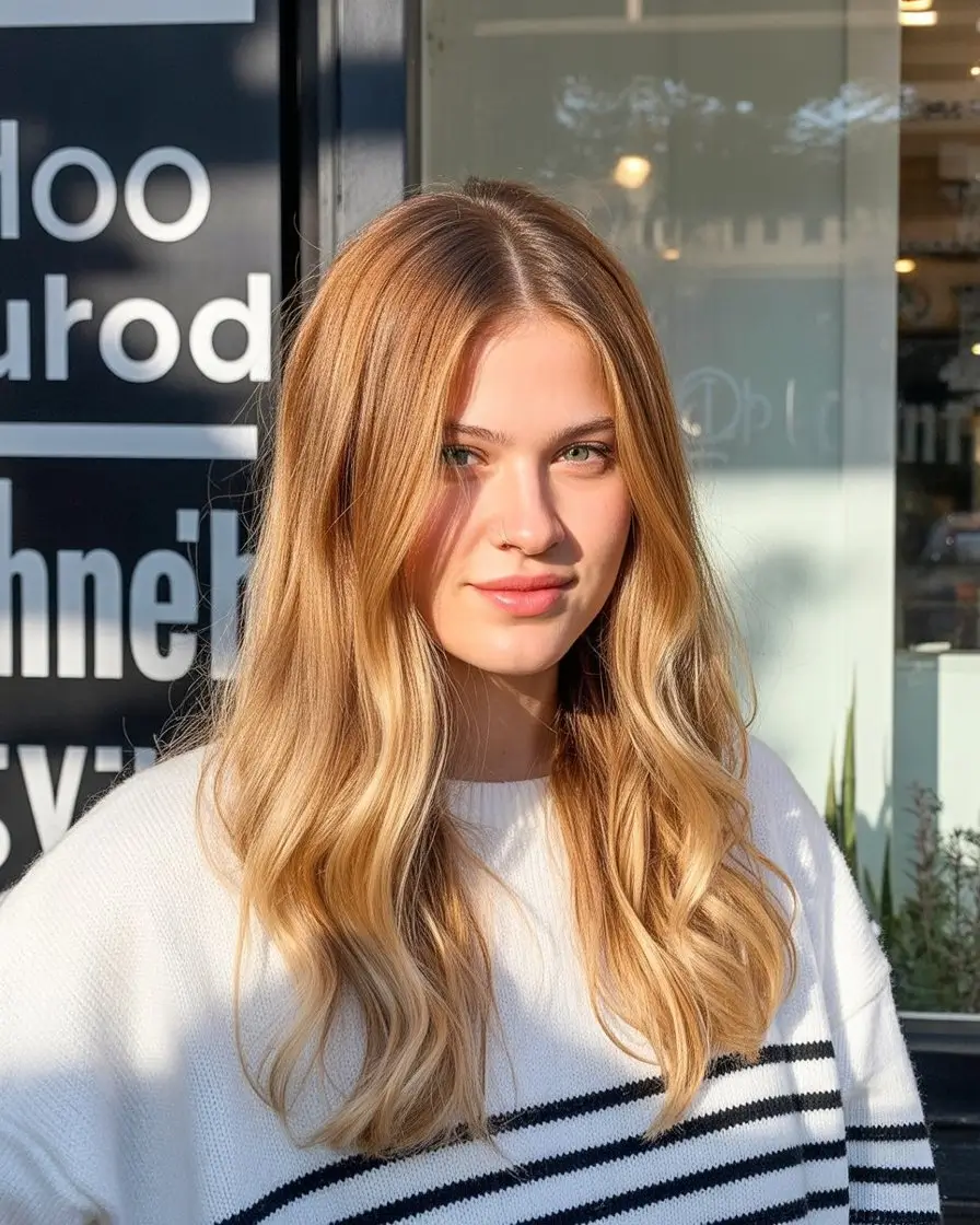 summer hair color ideas for women 2026 Golden honey blonde with a soft summer glow