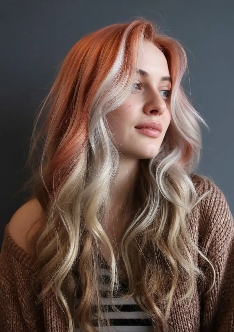 summer hair color ideas for women 2026 Soft peach blonde with bold face framing contrast