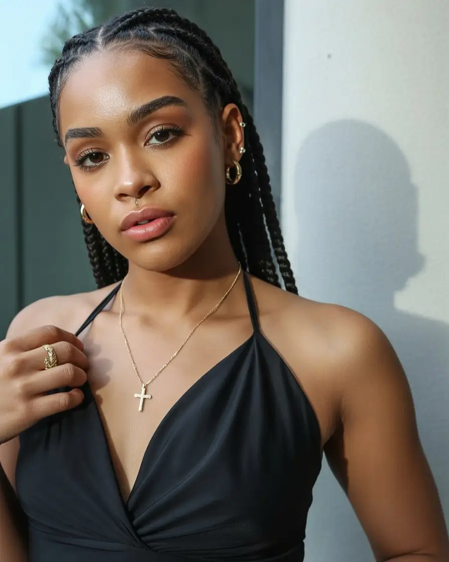 summer hairstyles for black women 2026 Sleek braids with clean lines and minimal finish