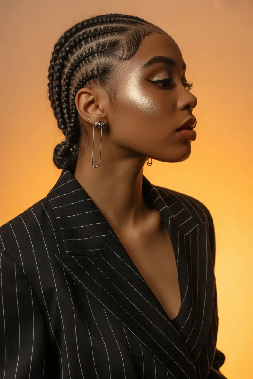 summer hairstyles for black women 2026 Sleek cornrows with clean parting and a low finish