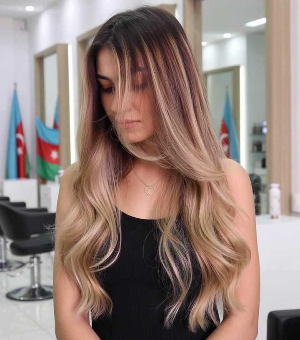 summer money piece hair color for women 2026 soft brown to blonde melt with natural money piece effect