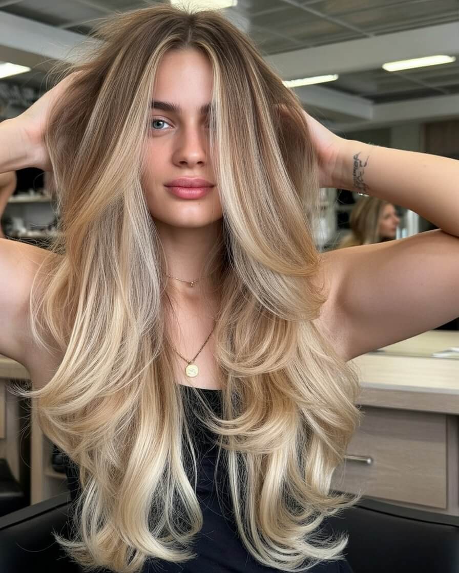 summer money piece hair color for women 2026 classic voluminous blonde with seamless money piece glow