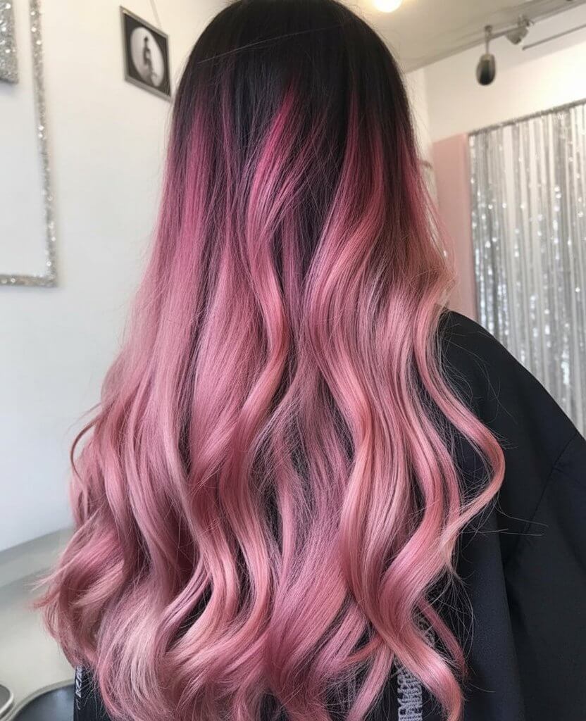 summer money piece hair color for women 2026 rosy pink lengths with soft shadowed money piece blend